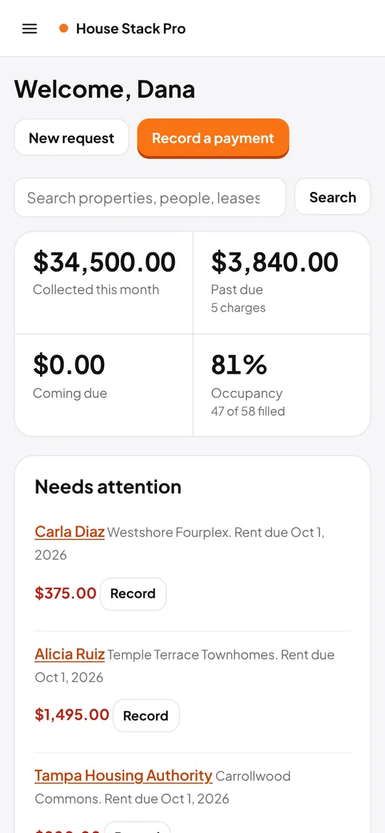The dashboard on a phone